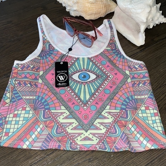💋🦊 WildFox 🥳 Host Pick 🥳 Swim third eye crop tank top only NWT - Picture 5 of 13